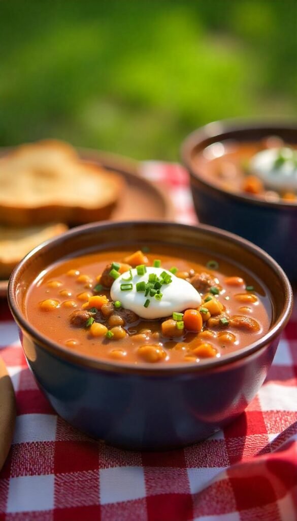 Hearty Ground & Chopped Beef and Lentil Soup Recipe