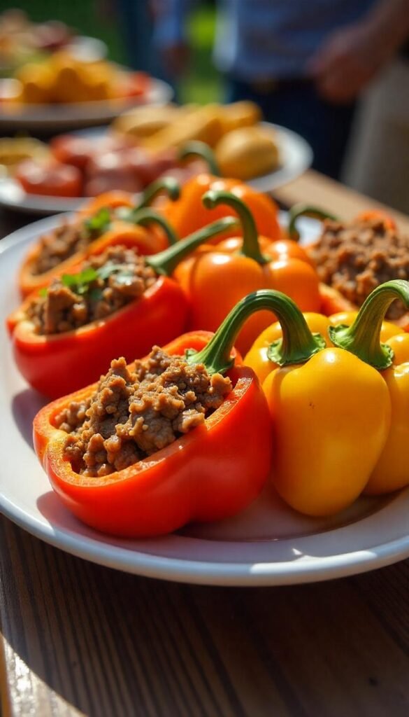 Savory Chopped Beef Stuffed Bell Peppers