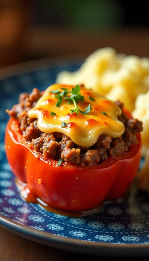 Savory Chopped Beef Stuffed Bell Peppers