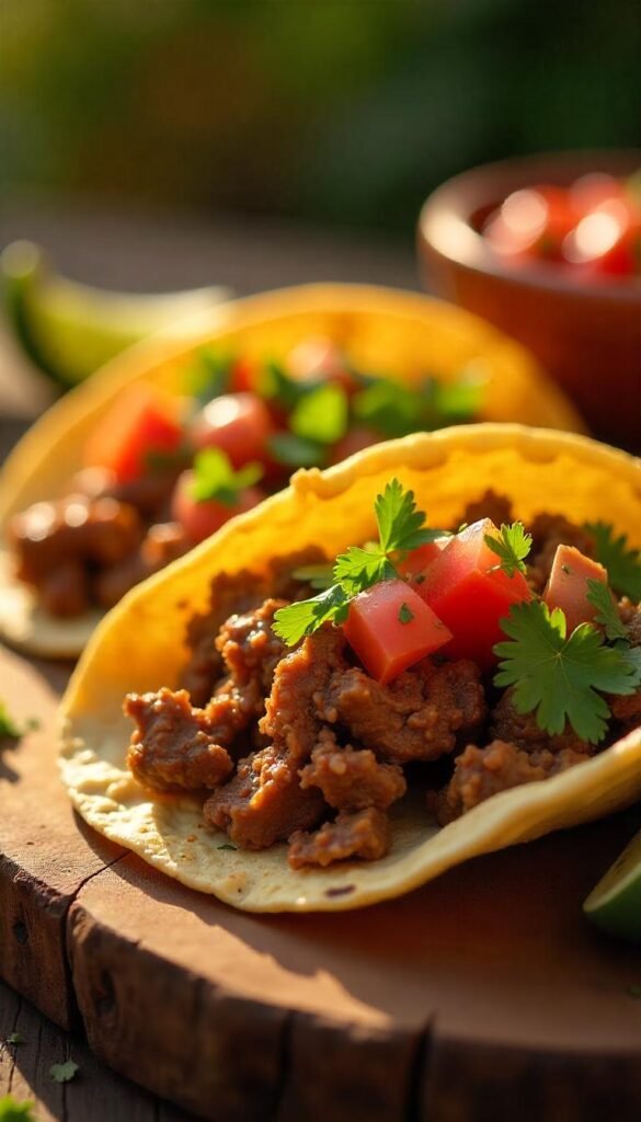 Zesty Spicy Chopped Beef Tacos with Fresh Salsa