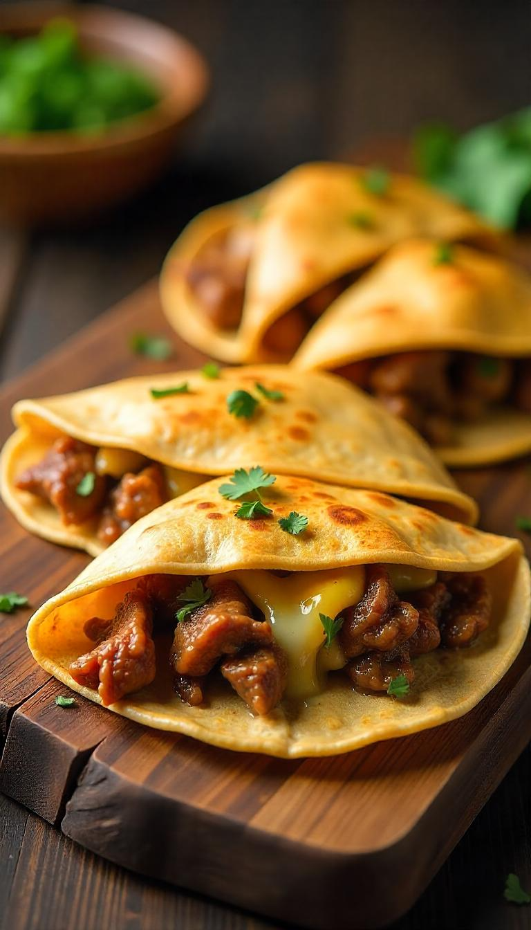 Savory Brisket Quesadillas with Cheese and Peppers