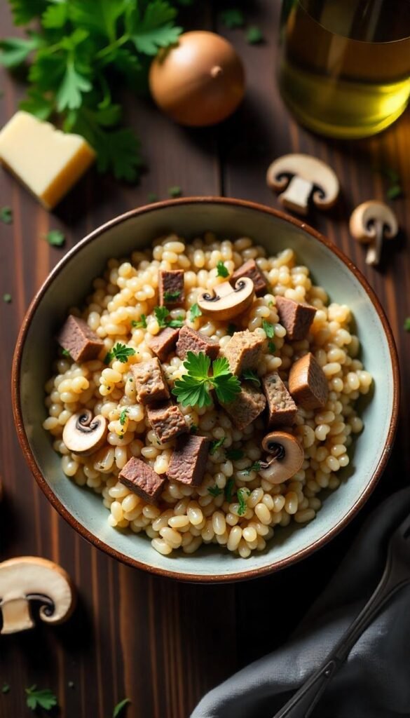 Creamy Chopped Beef and Mushroom Risotto Creamy Chopped Beef and Mushroom Risotto