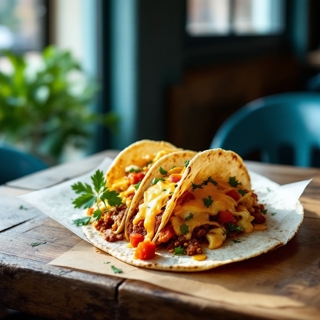 Spicy Breakfast Tacos with Eggs and Chorizo
