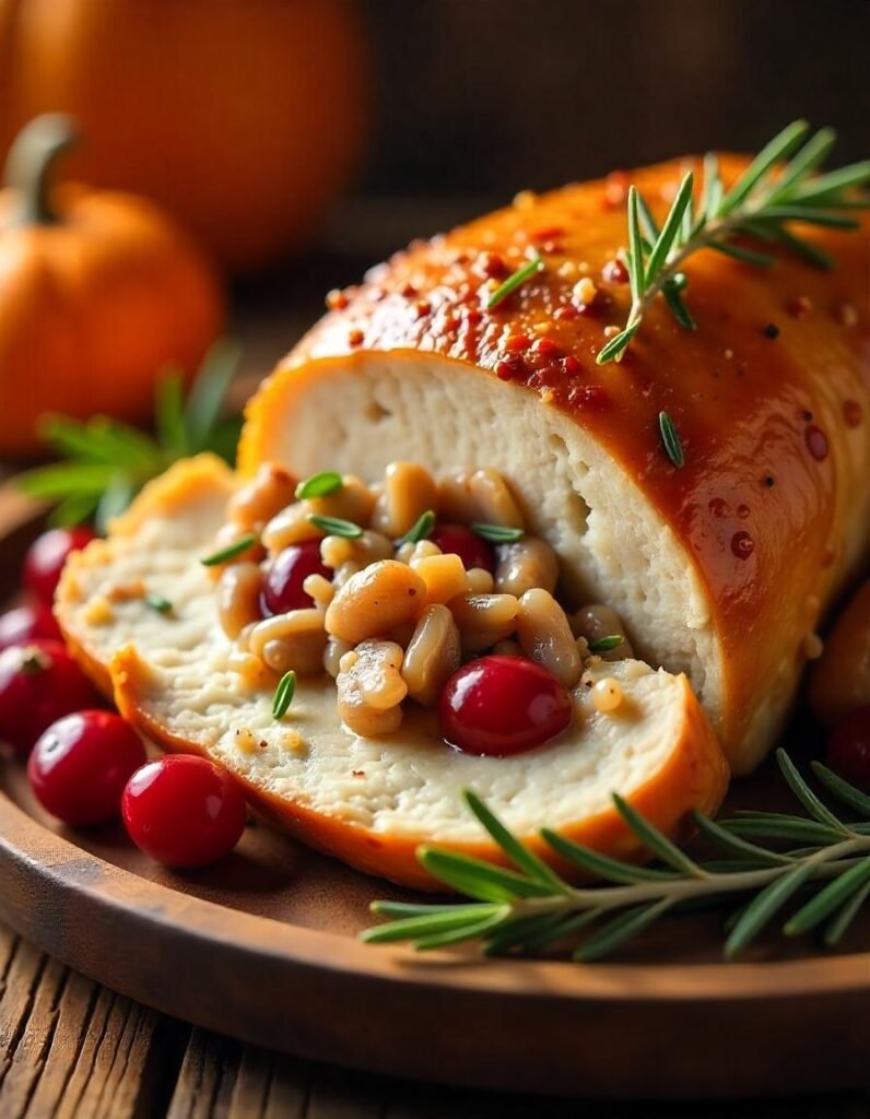 Savory Stuffed Turkey with Wild Rice and Cranberries