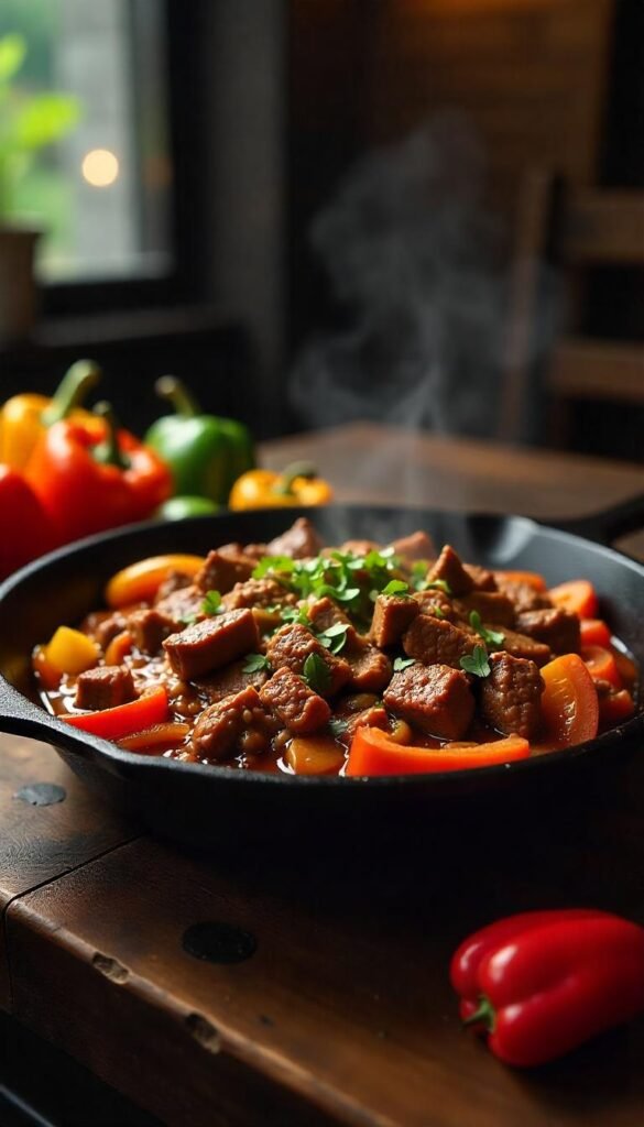 Sizzling Chopped Beef Fajitas Recipe