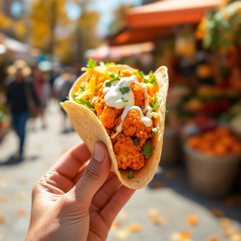 Spicy Buffalo Cauliflower Tacos with Creamy Ranch Dressing