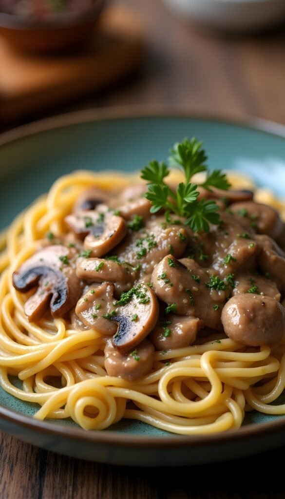 Savory Pork and Mushroom Stroganoff