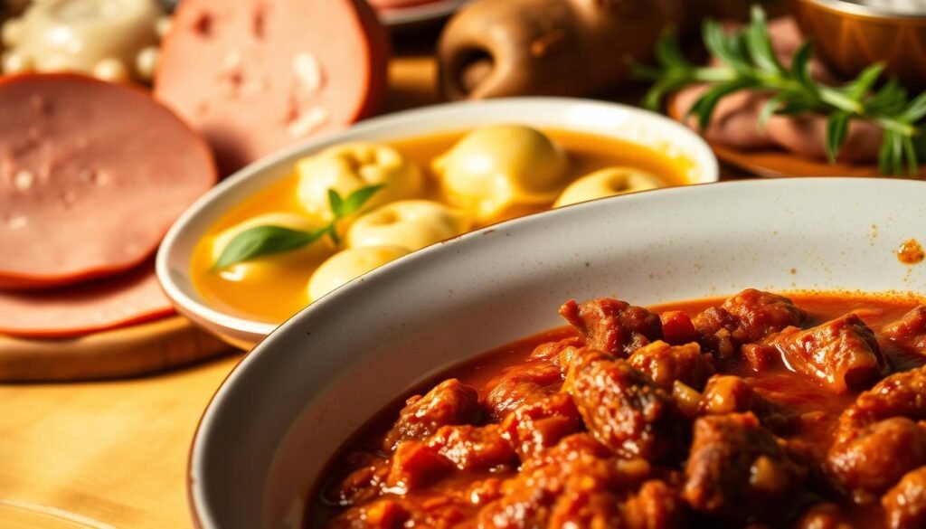 Authentic Bolognese ragù, tortellini en brodo, real mortadella Bologna