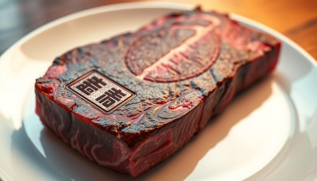 Authentic Kobe Wagyu steak with certification seal