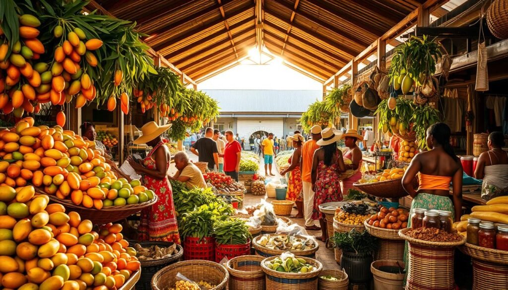 Barbados food markets vibrant displays