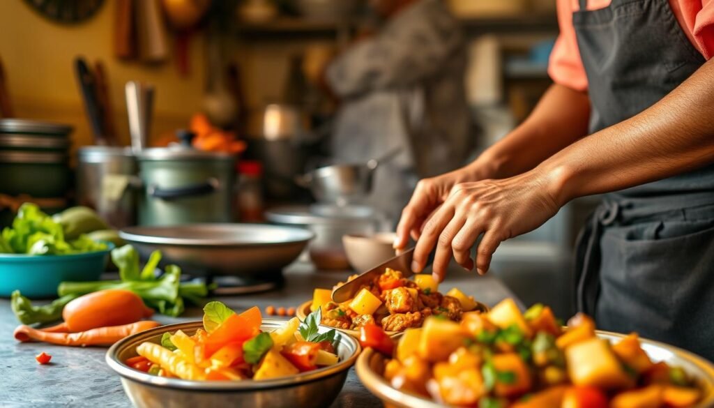 Martinique food tours: hands preparing traditional Creole dishes Martinique food tours: hands preparing traditional Creole dishes