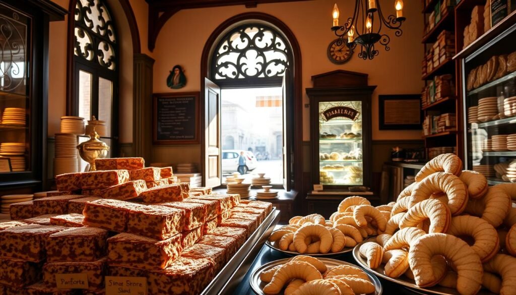 Panforte Siena and Ricciarelli cookies in Siena pastry shops Panforte Siena and Ricciarelli cookies in Siena pastry shops