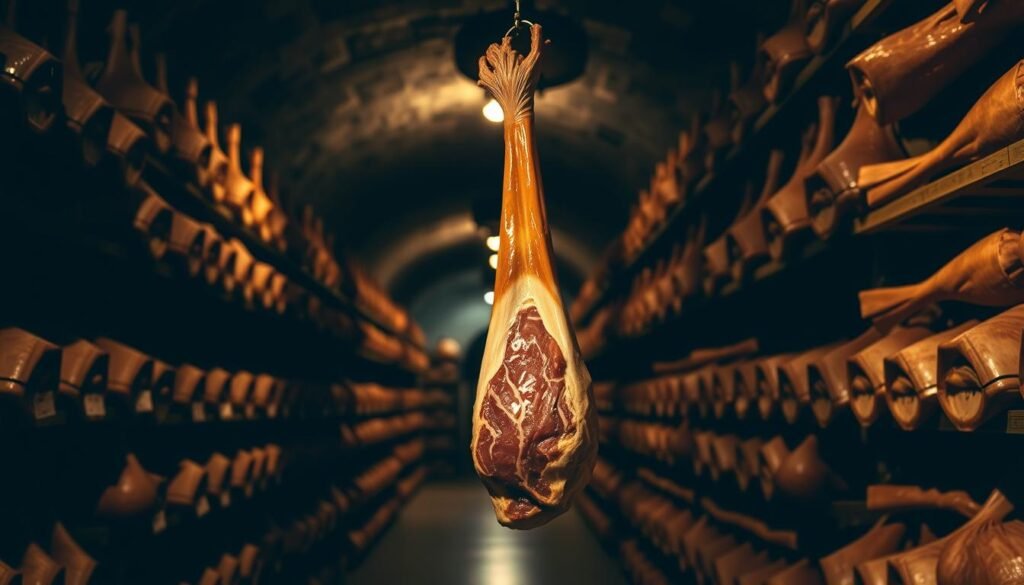 Prosciutto di Parma PDO aging in traditional cellars Prosciutto di Parma PDO aging in traditional cellars