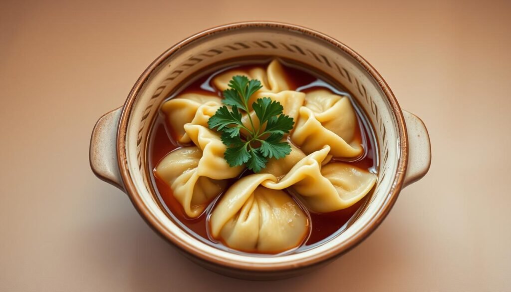 Stuttgart Maultaschen in a traditional bowl