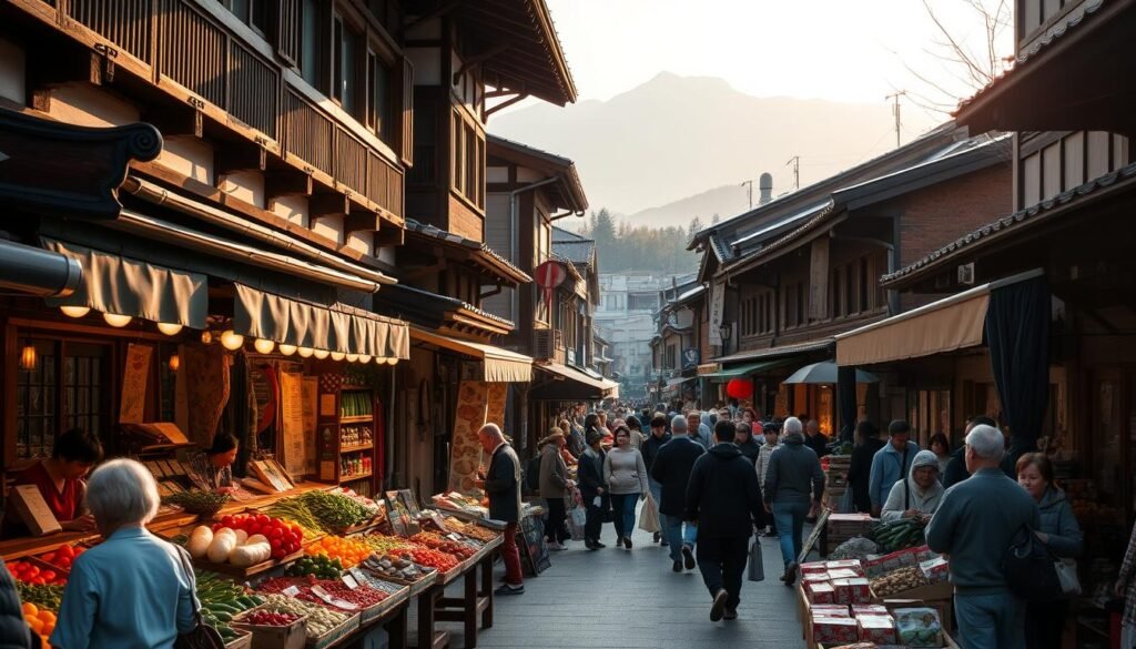 Takayama morning markets at dawn