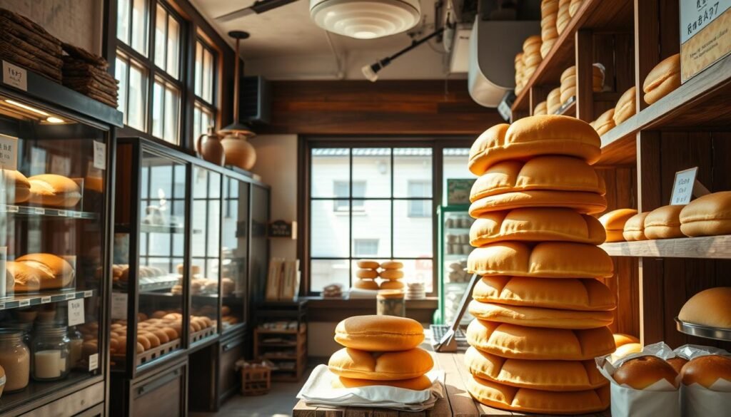 Traditional Japanese bakery with Nagasaki castella cakes Traditional Japanese bakery with Nagasaki castella cakes