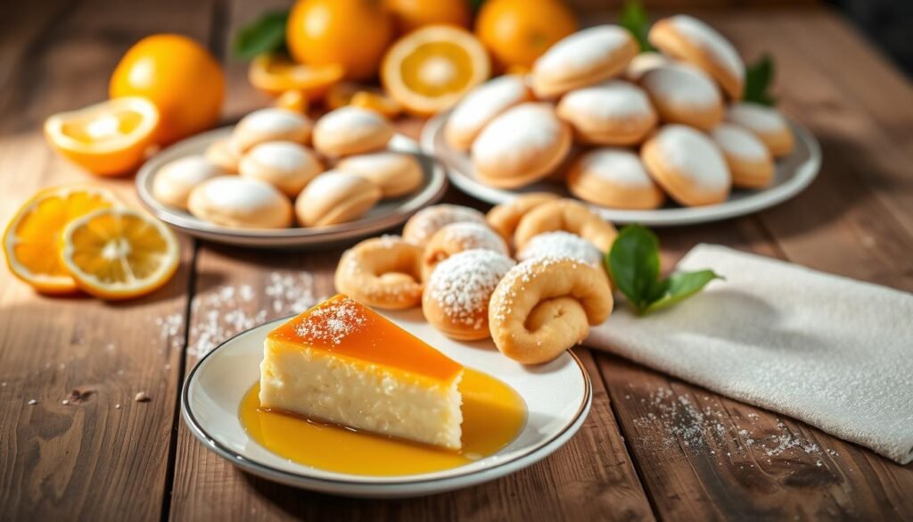 Traditional Valencian desserts served on a rustic table