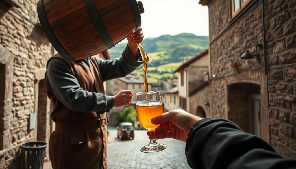 Traditional cider pouring in Oviedo