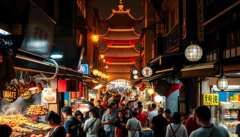 Wuhan night market street food scene