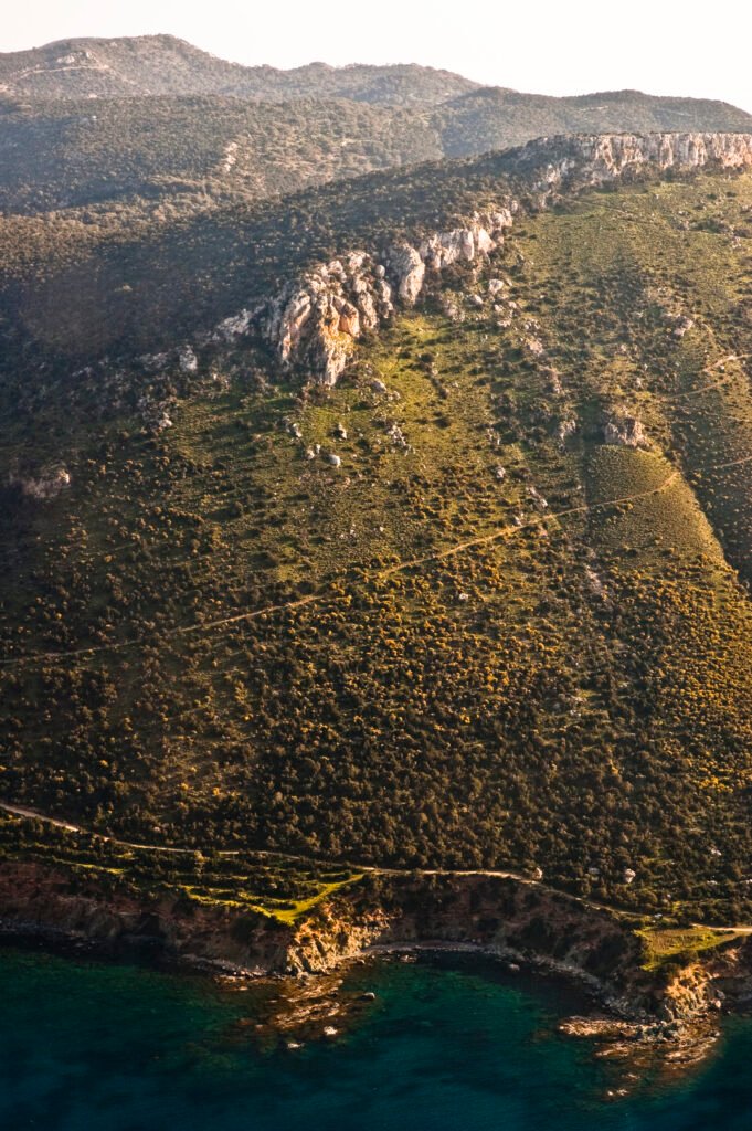 Aerial view of Mediterranean coastline
