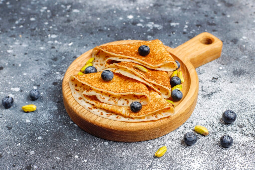 Carbohydrate breakfast,pancakes,crepes,wafers.