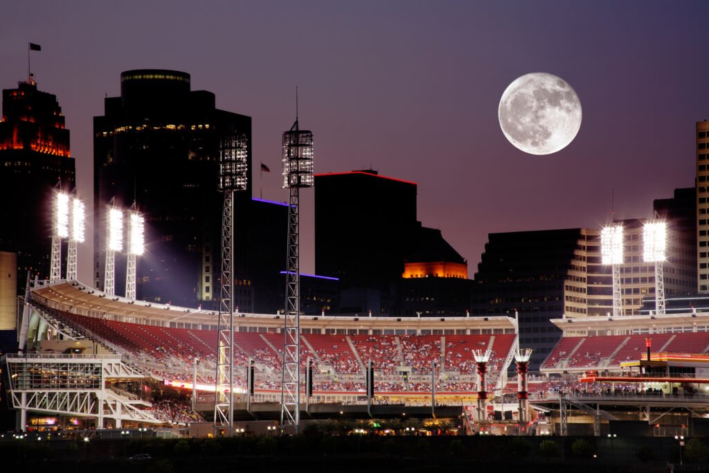 Moonrise Over Cincinnati, Ohio, After Sunset