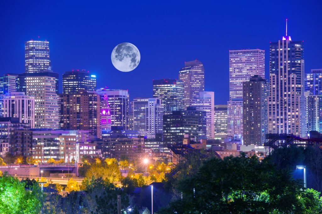 Denver Colorado At Night.