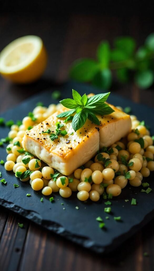 Lemon Herb Cod with Refreshing Couscous Salad