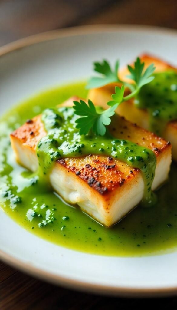 Pan-Seared Cod in Green Sauce