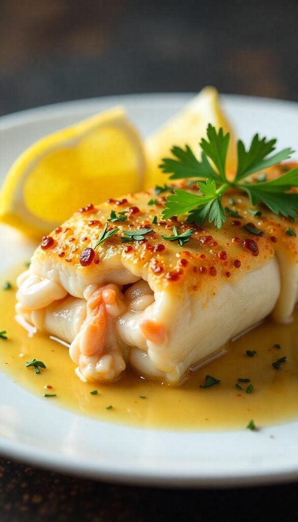 Stuffed Sea Bass with Crab Meat