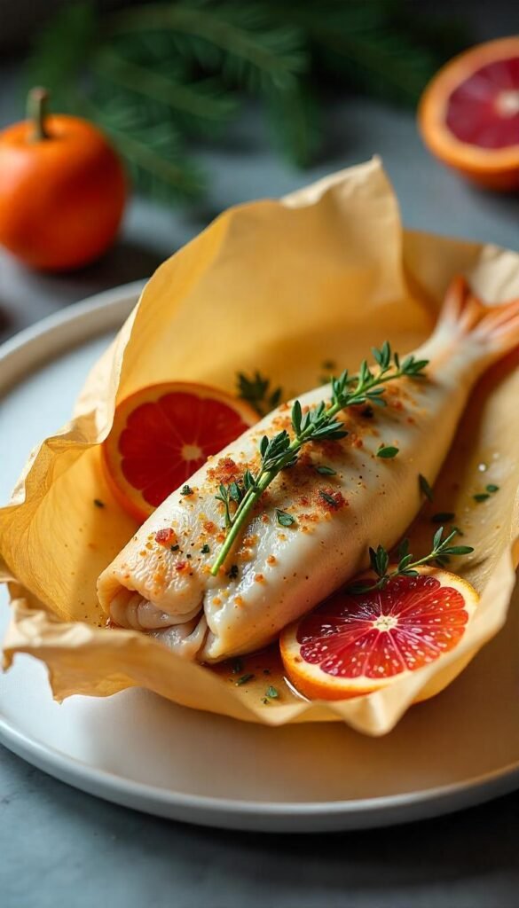 Branzino en Papillote with Seasonal Vegetables