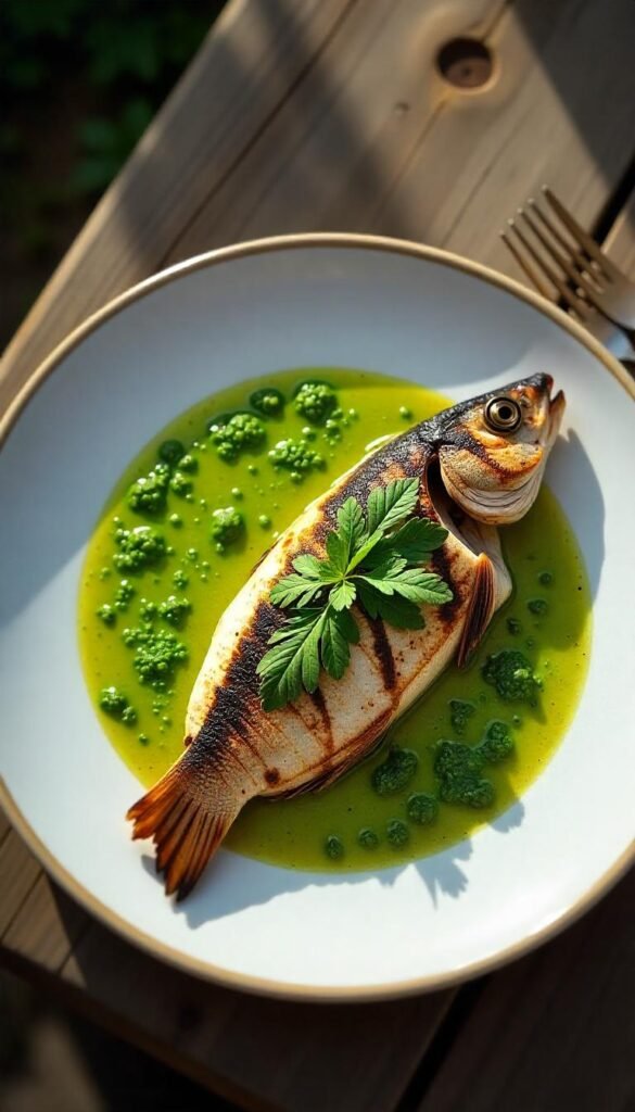 Grilled Branzino with Fresh Cilantro Pesto Grilled Branzino with Fresh Cilantro Pesto