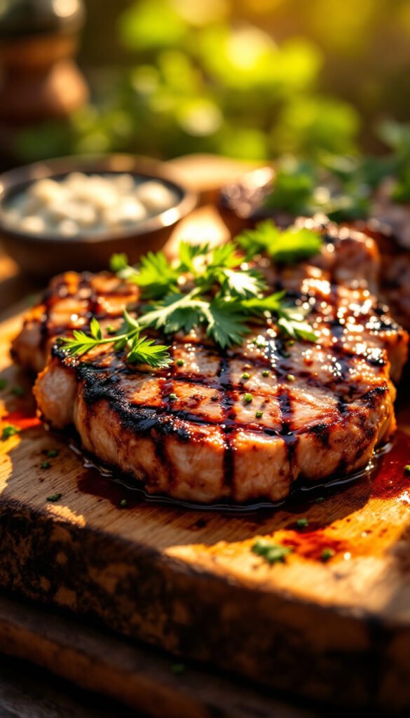 Juicy Grilled Pork Chops with Zesty Chimichurri Sauce