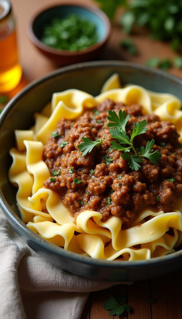 Savory Ground Beef Stroganoff 