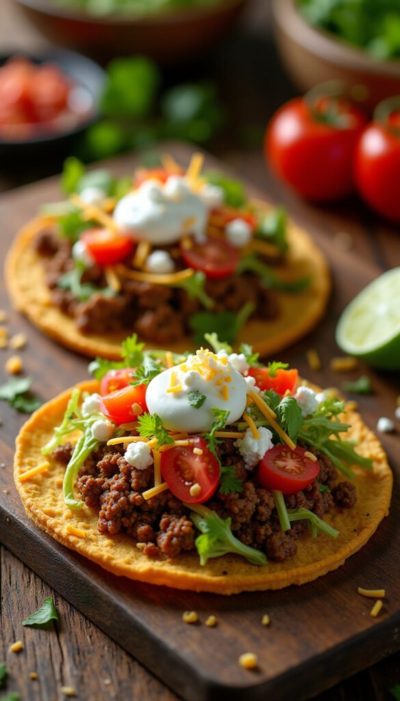 Savory Ground Beef Tostadas Recipe Savory Ground Beef Tostadas Recipe