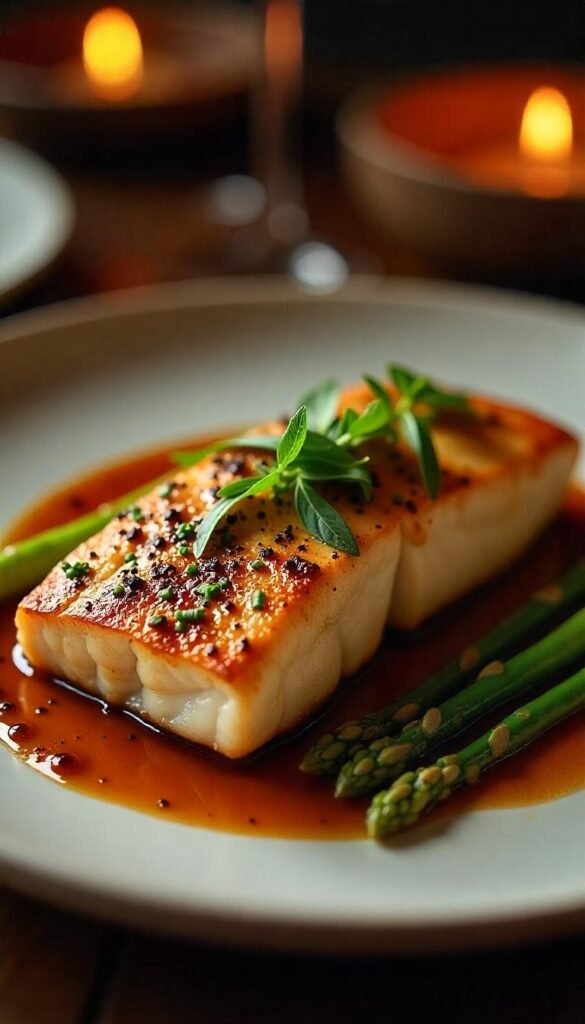 Crispy Skin Branzino with Savory Soy Glaze