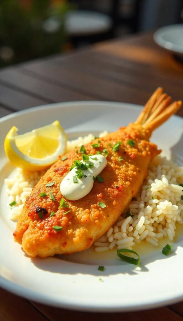 Crispy Fried Branzino with Zesty Lemon Aioli