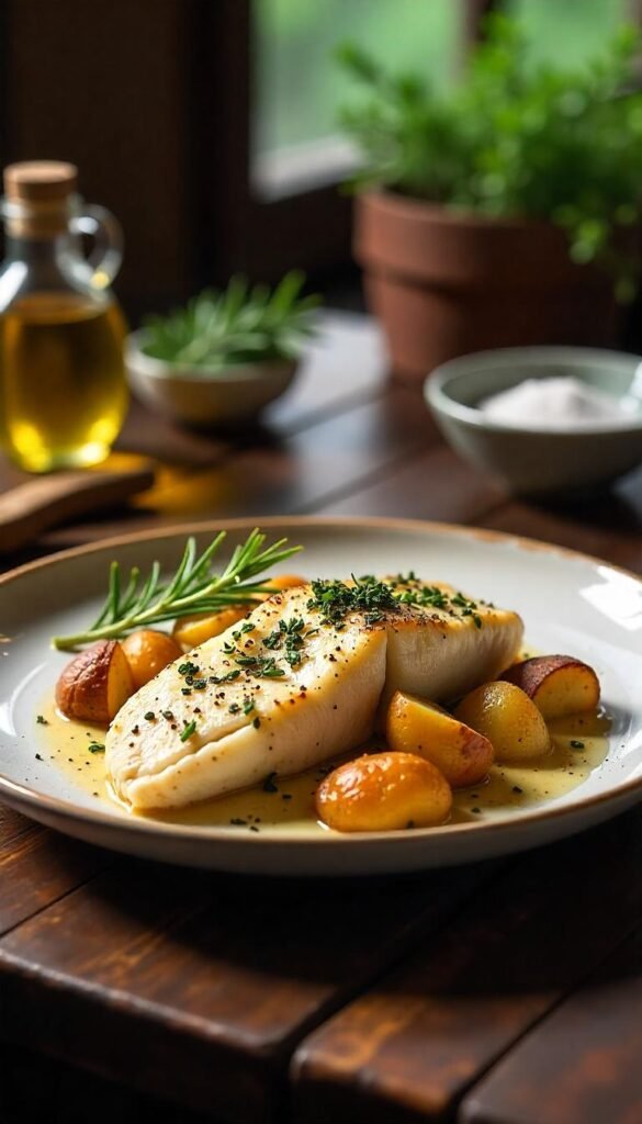 Garlic Herb Cod with Crispy Roasted Potatoes