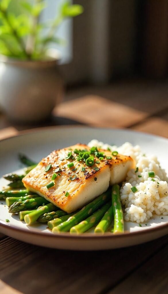 Herb-Crusted Oven-Baked Cod with Asparagus