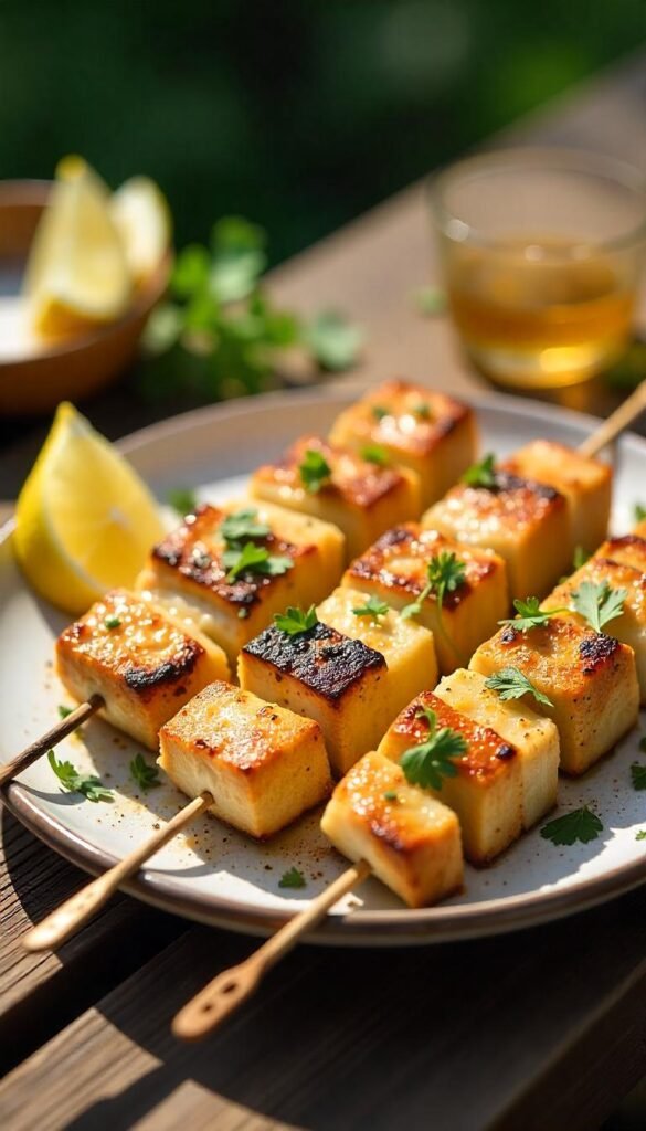 Grilled Mediterranean Cod Skewers with Zesty Marinade