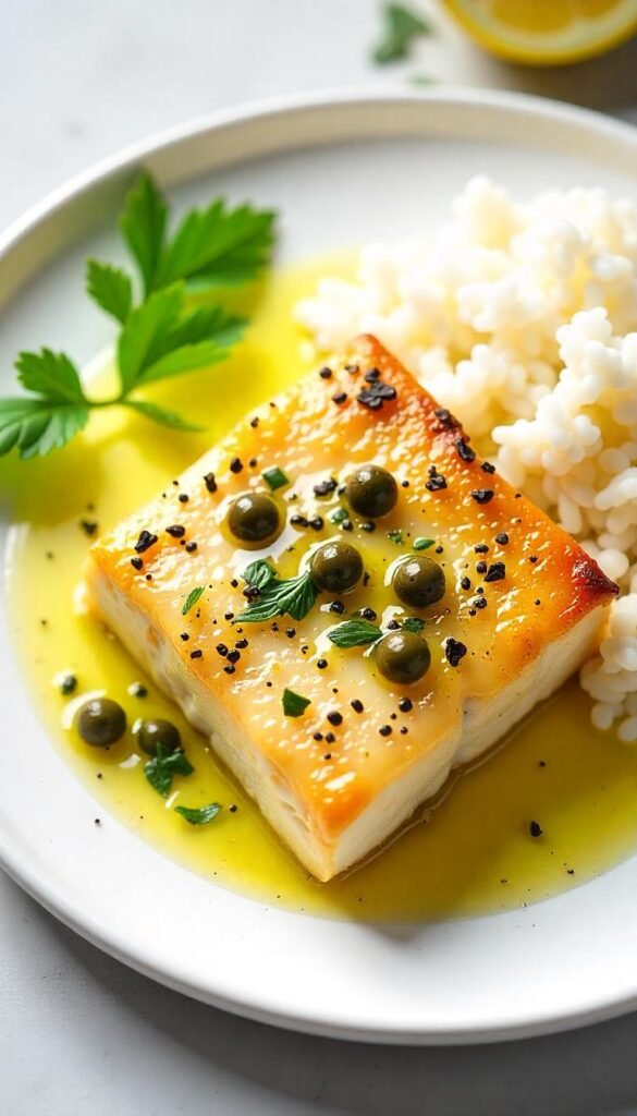 Lemon Herb Cod Piccata with Capers