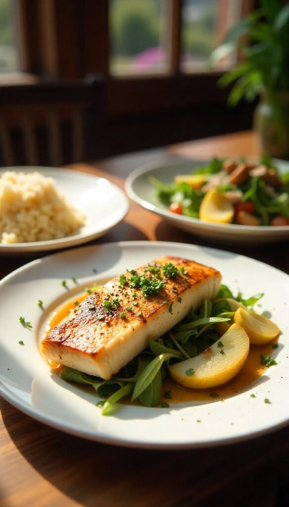 Grilled Branzino with Pear and Walnut Salad Grilled Branzino with Pear and Walnut Salad