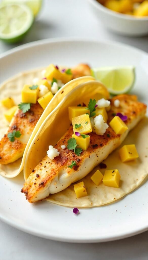 Grilled Branzino Tacos with Refreshing Mango Salsa Grilled Branzino Tacos with Refreshing Mango Salsa
