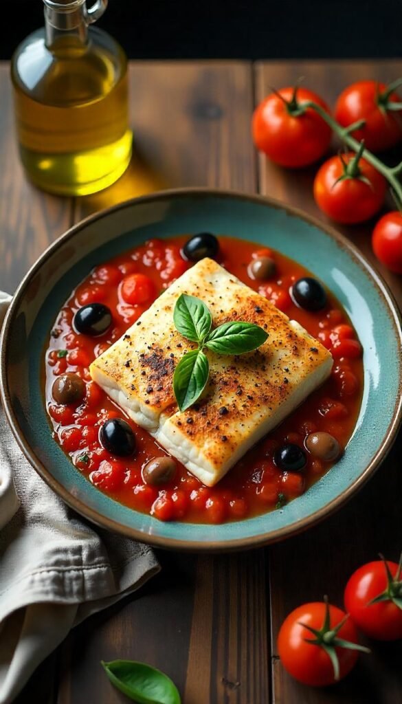 Mediterranean Cod with Olives and Tomatoes