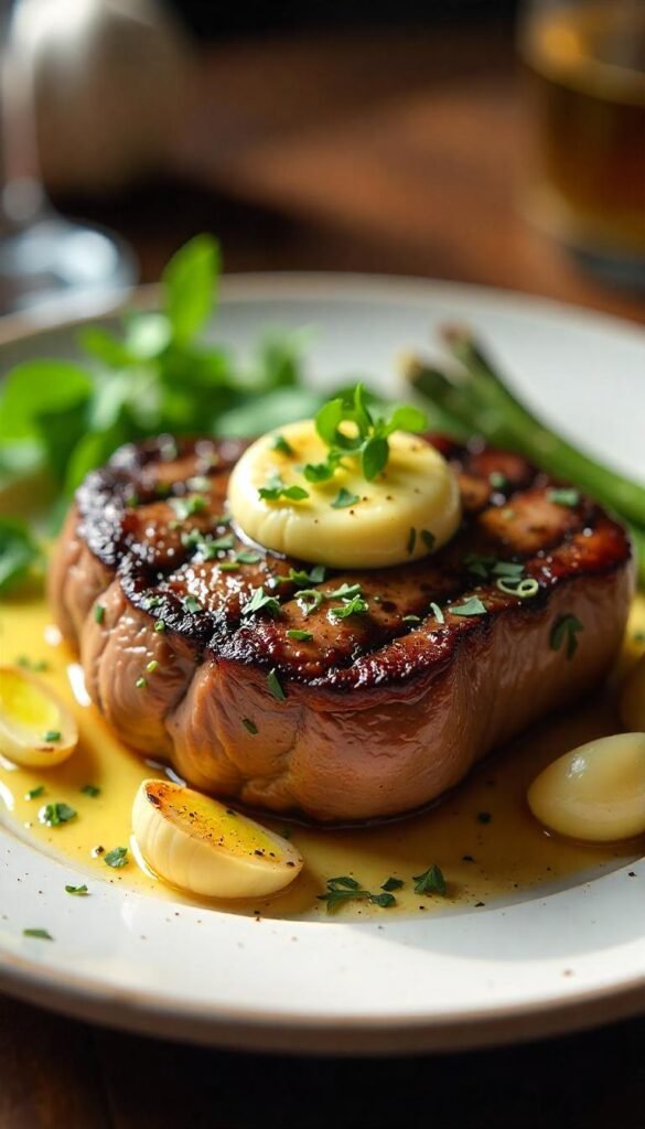 Delicious Steak with Garlic Herb Compound Butter
