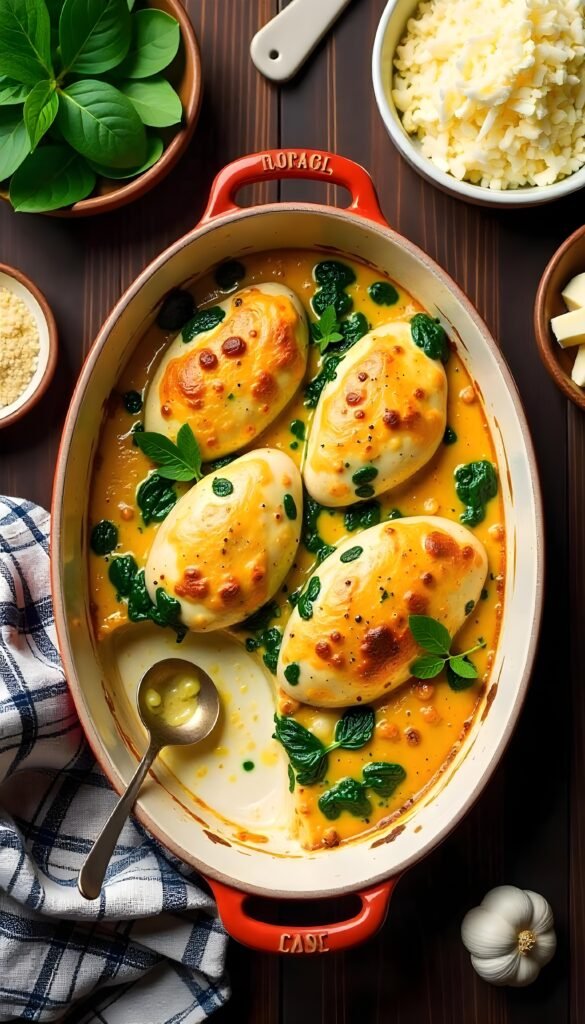 Cheesy Spinach and Artichoke Chicken Casserole Cheesy Spinach and Artichoke Chicken Casserole