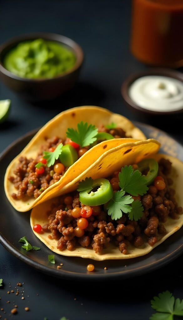 Zesty Spicy Ground Beef Tacos with Fresh Salsa Verde