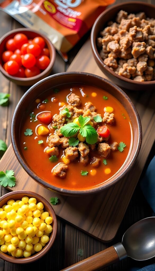 Savory Ground Beef Taco Soup Recipe