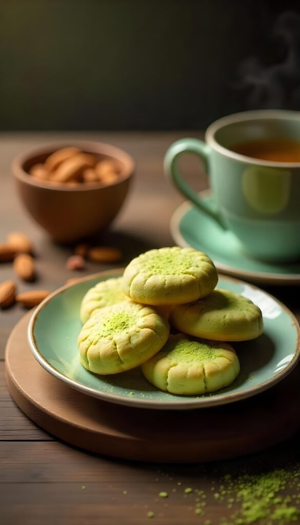 Delicate Matcha Almond Cookies Delicate Matcha Almond Cookies