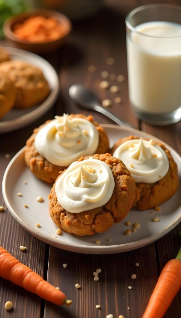 Chewy Carrot Cake Cookies with Cream Cheese Frosting